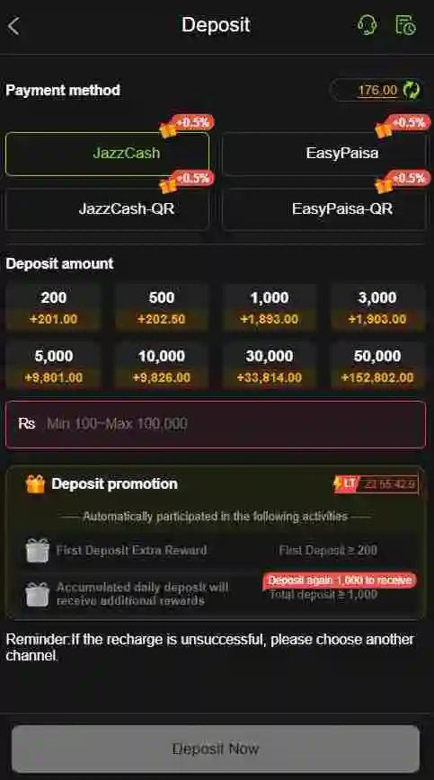 Q98 Game deposite